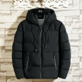 thumbnail image 1 of Miluxas Men's Long Winter Coat Hooded Warm Quilted Jacket Water-resistant Cold Weather Parka Black 10(XL), 1 of 9