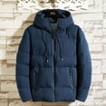 thumbnail image 1 of Miluxas Men's Long Winter Coat Hooded Warm Quilted Jacket Water-resistant Cold Weather Parka Dark Blue 6(M), 1 of 5