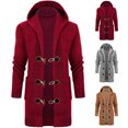 thumbnail image 1 of Miluxas Men's Mid-Long Knitted Hooded Sweater Cardigan Trenchcoats Jacket Casual Fashion Outerwear for Winter Wine, 1 of 6