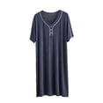 thumbnail image 1 of Miluxas Men's Modal Short Sleeve Nightshirt, V-Neck Button Detail Sleep Shirt, Ultra-Soft Loungewear Nightgown with Side Slits for Men Dark Gray XL(XL), 1 of 5