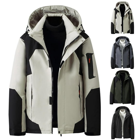 Miluxas Men's Mountain Ski Jacket Waterproof Winter Coat Warm Snowboarding Jacket Snow Windbreaker Hooded for Hiking Gray