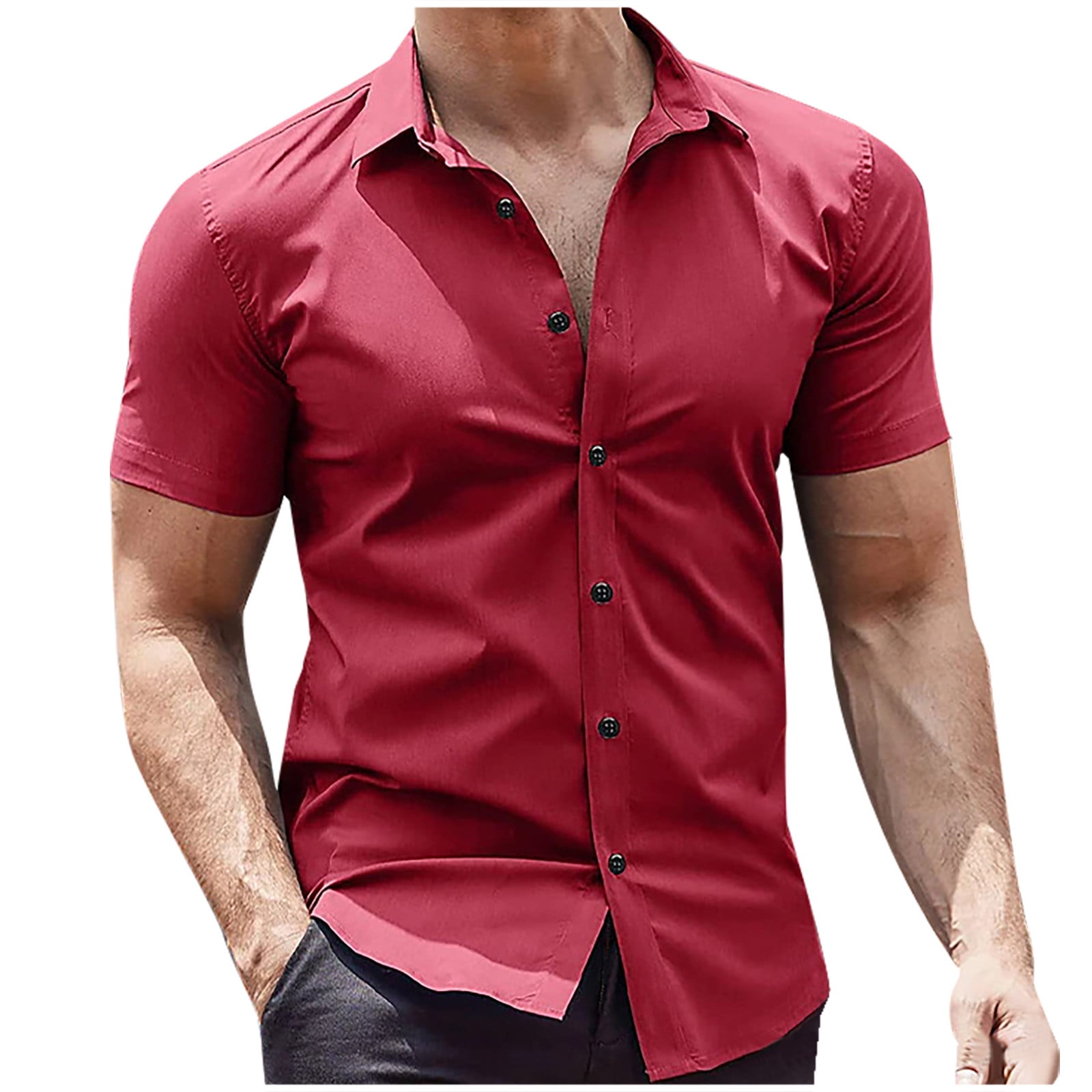 Miluxas Men's Muscle Fit Dress Clearance Shirts Wrinkle-Free Short ...