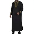 thumbnail image 1 of Miluxas Men's Muslim Middle Arab Casual Long Sleeve Loose Hood Big and Tall Long Gown Dress Muslim Kaftan Thobe Black, 1 of 7
