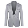 thumbnail image 1 of Miluxas Men's One Button Blazer Casual Solid Color Suit Jacket Slim Fit Lightweight Sport Coats Blazers Gray, 1 of 3