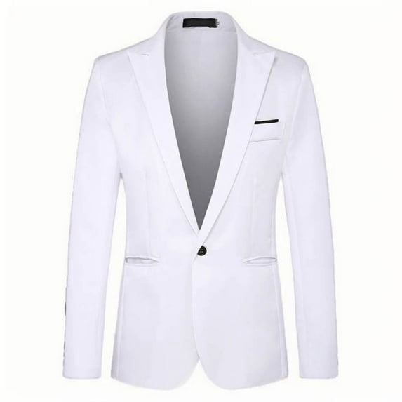 Miluxas Men's One Button Blazer Casual Solid Color Suit Jacket Slim Fit Lightweight Sport Coats Blazers White