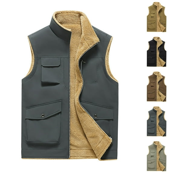 Miluxas Men's Outerwear Vest for Men Winter Puffer Vests Fleece Lined Outdoor Warm Sleeveless Jackets Yellow