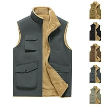 Miluxas Men's Outerwear Vest for Men Winter Puffer Vests Fleece Lined Outdoor Warm Sleeveless Jackets Yellow