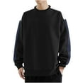 thumbnail image 1 of Miluxas Men's Oversized Cotton T-Shirts Heavy Weight Crew Neck Vintage Wash Tee Long Sleeve Casual Gym Workout Tops Black, 1 of 7