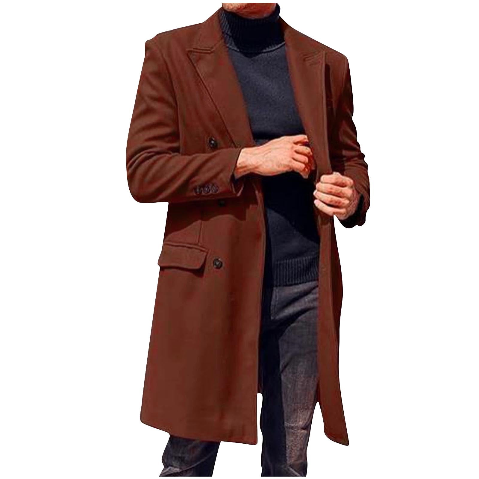 ジャケット・アウター MINIMAL FLARE LONG TRENCH COAT Man's Double Breasted Trench Coat Oversized Casual