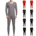 thumbnail image 1 of Miluxas Men's Pajama Sets Long Sleeve thermal Underwear Long Johns Base Layer V Neck Top & Bottom Sets Red, 1 of 3