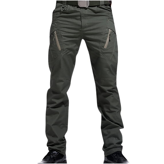 Miluxas Men's Pants Multiple Pockets Cargo Trousers Work Wear Cargo Pocket Green