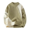 thumbnail image 1 of Miluxas Men's Patchwork Knit Sweater O-Neck Pullover Long Sleeve Slight Stretch Casual Standard Wool Top Green, 1 of 3
