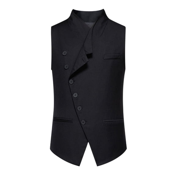Miluxas Men's Pinstripe Slim Fit formal Dress Double-Breasted Business Vest Black