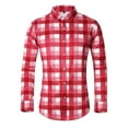 thumbnail image 1 of Miluxas Men's Plaid Button Down Shirts Cotton Long Sleeve Dress Shirts Regular Fit Gingham Shirts Red 12(XXL), 1 of 5