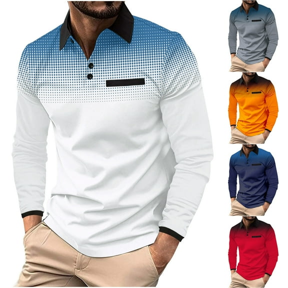 Miluxas Men's Polo Golf Shirts Long Sleeve Polyester Casual Lightweight Shirts Soft Collared Shirts