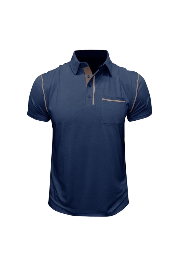 Men's Polo Shirt Quick Dry Performance Short Sleeve Tactical Shirts Pique Jersey Golf Shirt Blue 8(L)