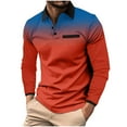 thumbnail image 1 of Miluxas Men's Polo Shirts Long Sleeve Casual Polo T-Shirts Color Block Slim Fit Golf Polo Shirt with Pocket Red, 1 of 5