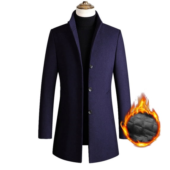 Miluxas Men's Premium Wool Blend Double Breasted Long Pea Coat Navy 10(XL)