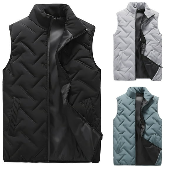 Miluxas Men's Puffer Vest Water-Resistant winter outdoor Zipper Sleeveless Warm puffey jacket Gray