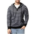 thumbnail image 1 of Miluxas Men's Pullover Hoodies Stripe Jacquard Long Sleeve Drawstring Casual Hooded Sweatshirts Fashion Color Block Shirt Gray, 1 of 6