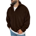 thumbnail image 1 of Miluxas Men's Quarter Zip Pullover Mock Neck Lightweight Sweatshirt Long Sleeve Polo Shirt Business Casual Pullover Top Brown, 1 of 7