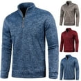 thumbnail image 1 of Miluxas Men's Quarter Zip Up Pullover Lightweight Mock Neck Sweatshirt Casual Long Sleeve Polo Shirt Wine, 1 of 1