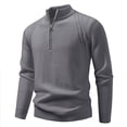 thumbnail image 1 of Miluxas Men's Quarter Zip Up Sweaters Slim Fit Lightweight Mock Neck Pullover Casual Polo Sweaters Gray, 1 of 6