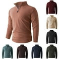thumbnail image 1 of Miluxas Men's Quarter Zip Up Sweaters Slim Fit Lightweight Mock Neck Pullover Casual Polo Sweaters Watermelon Red, 1 of 6