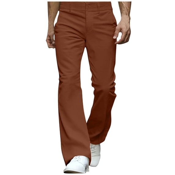 Miluxas Men's Relaxed Vintage 60s 70s Corduroy Slim Bell Bottom Stretch Fit Classic Comfort Flared Flares Retro Leg Pants Brown
