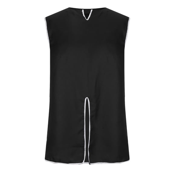 Miluxas Men's Retro Style Cotton Short Sleeves Tunic Shirts for Viking Medieval Renaissance Costume without Belt Black