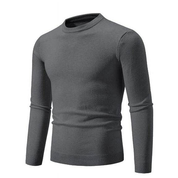 Miluxas Men's Ribbed Turtleneck Sweater Casual Basic Long Sleeve Knitted Pullover Sweater Dark Gray