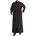 thumbnail image 1 of Miluxas Men's Saudi Arabic Thobe Jubba Dishdasha Long Sleeve Robe Ramadan Muslim Dress Middle East Islamic Clothing Black, 1 of 8