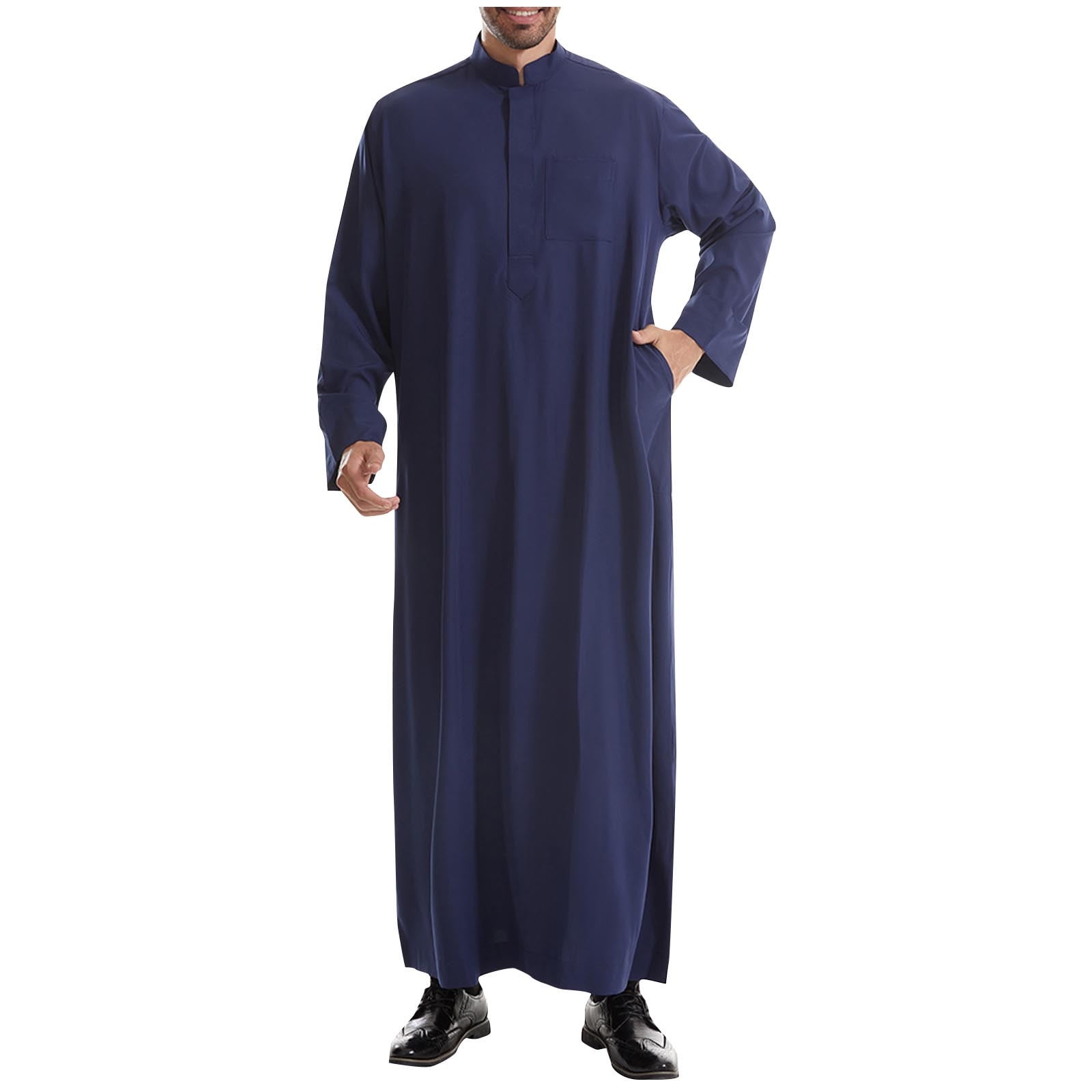 Miluxas Men's Saudi Arabic Thobe Jubba Dishdasha Long Sleeve Robe ...