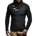 thumbnail image 1 of Miluxas Men's Shawl Collar Pullover Sweater Casual Slim Button Textured Knit Sweaters Black, 1 of 8
