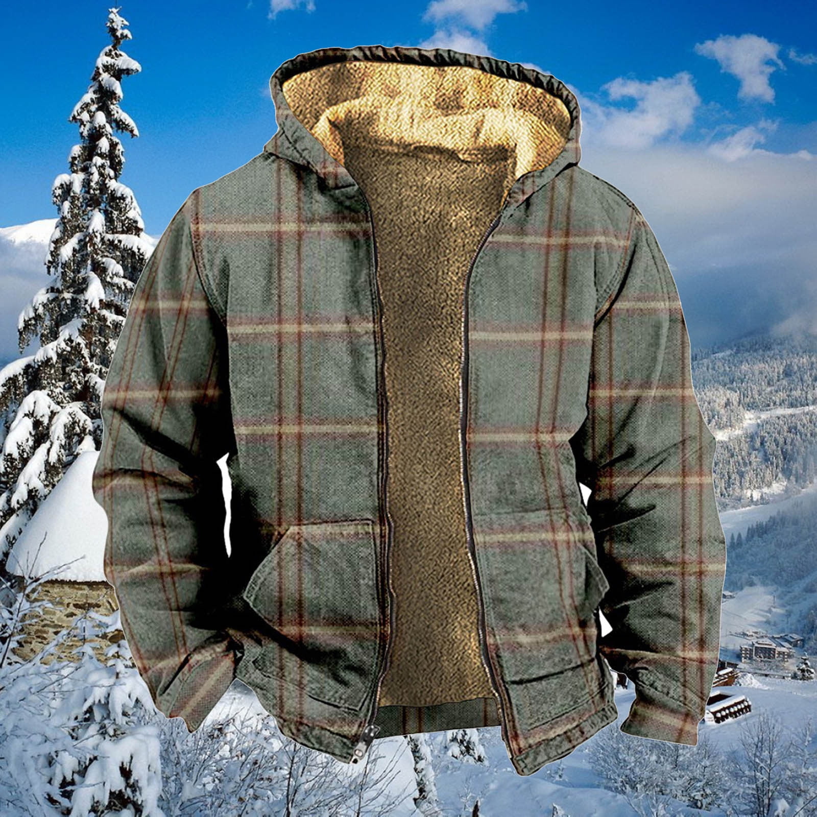 Miluxas Men s Sherpa Hoodie Jacket Fleece Lined Zip Up Warm Hoodies Sweatshirt Winter Zipper Sweatshirt Hooded Coat Clearance Army Green 8 L Walmart