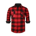 thumbnail image 1 of Miluxas Men's Sherpa Lined Flannel Shirt Jacket,Long Sleeved Plaid Flannel Shacket Jackets Red XL(XL), 1 of 7