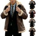 thumbnail image 1 of Miluxas Men's Sherpa Lined Winter Coats Warm Parka Jacket Lapel Collar Thicken Outdoor Outerwear with Pockets Red XL(XL), 1 of 7