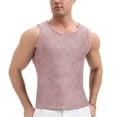 thumbnail image 1 of Miluxas Men's Shimmer Glitter Tank Top - Sleeveless Sparkle Muscle Tee, Metallic Knit Slim Fit Shirt for Nightclub, Rave, Festival & Party Wear Pink S(S), 1 of 5