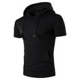 thumbnail image 1 of Miluxas Men's Short Sleeve Hoodie Workout Gym Sweatshirt Muscle Fit Fashion Athletic Hoodies Pullover Hooded T-Shirts Black 4(S), 1 of 3