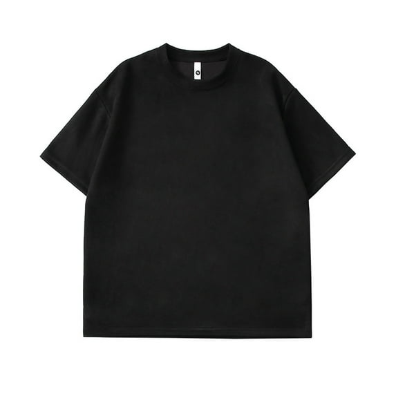 Miluxas Men's Short Sleeve Solid Crew Neck T-Shirt Tees Black L(L)