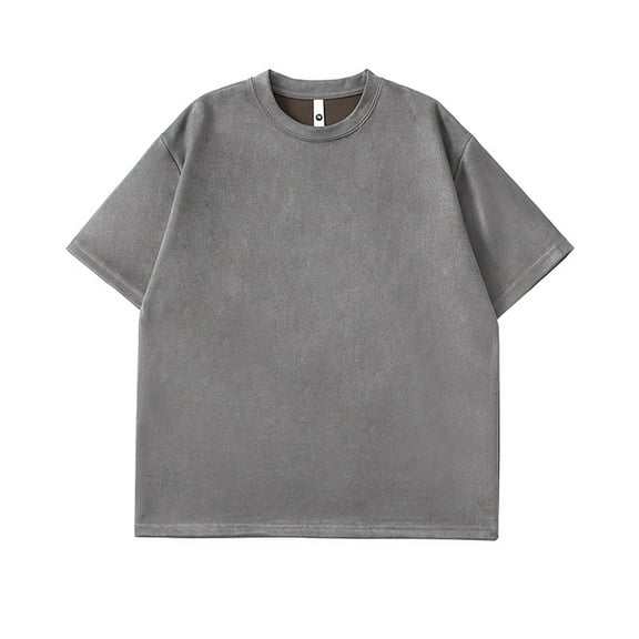 Miluxas Men's Short Sleeve Solid Crew Neck T-Shirt Tees Dark Gray L(L)