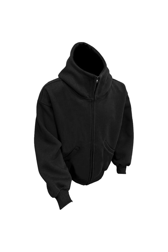 Men's Single Breasted Solid Color Stand Collar Long Sleeve Button Fashion Coats Korean Streetwear Casual Jackets Black