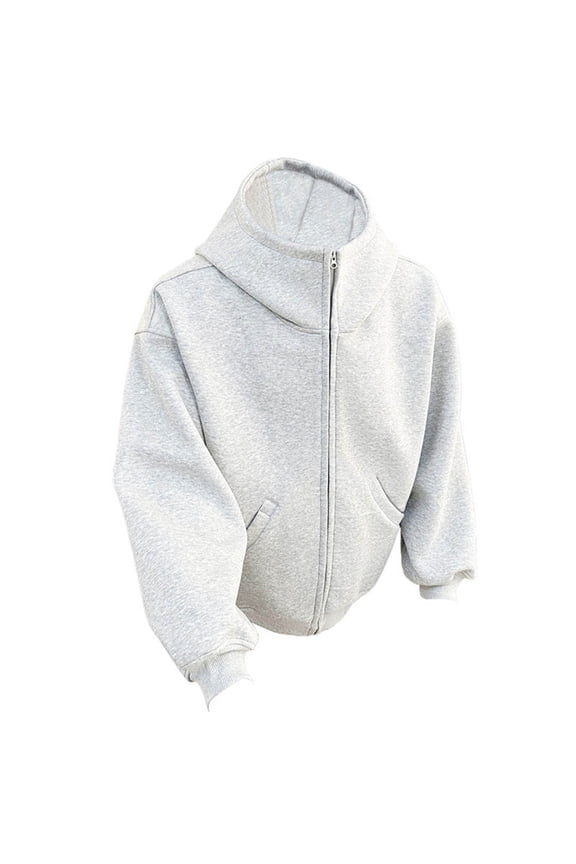 Men's Single Breasted Solid Color Stand Collar Long Sleeve Button Fashion Coats Korean Streetwear Casual Jackets Gray