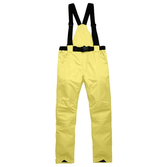 Miluxas Men's Skiing Pants Waterproof Windproof Fleece Lined Hiking Cargo Insulated Pants Winter Warm Snow Pants Yellow 8(L)