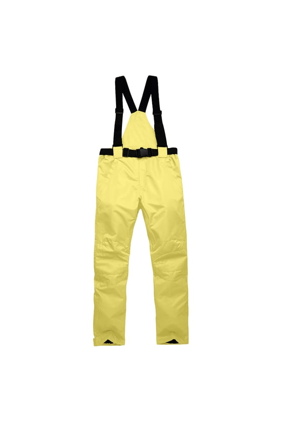 Men's Skiing Pants Waterproof Windproof Fleece Lined Hiking Cargo Insulated Pants Winter Warm Snow Pants Yellow 8(L)
