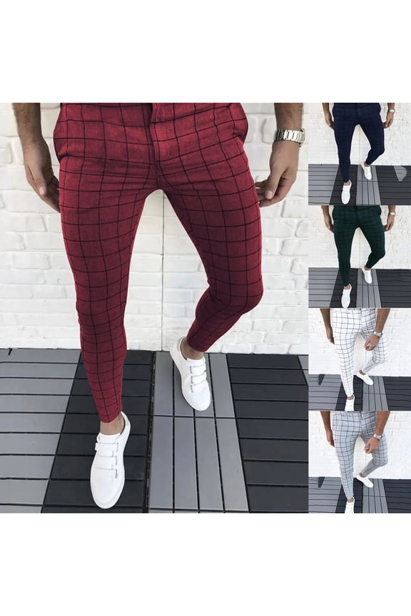 Men's Slim Fit Dress Pants Casual Stretchy Twill Chinos Tapered Skinny Slacks White