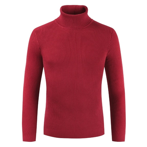 Miluxas Men's Slim Fit Mock Turtleneck Pullover Sweater Casual Basic Knitted thermal Sweaters Red 14(XXL)