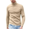 thumbnail image 1 of Miluxas Men's Slim Fit Turtleneck Sweater Casual Pullover Sweater Lightweight Ribbed Sweater Khaki, 1 of 8