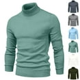 thumbnail image 1 of Miluxas Men's Slim Fit Turtleneck Sweater Casual Twist Patterned Pullover Knitted Sweaters Light Blue, 1 of 5
