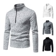 thumbnail image 1 of Miluxas Men's Soft Sweaters Quarter Zip Pullover Classic Ribbed Turtleneck Sweater White, 1 of 4